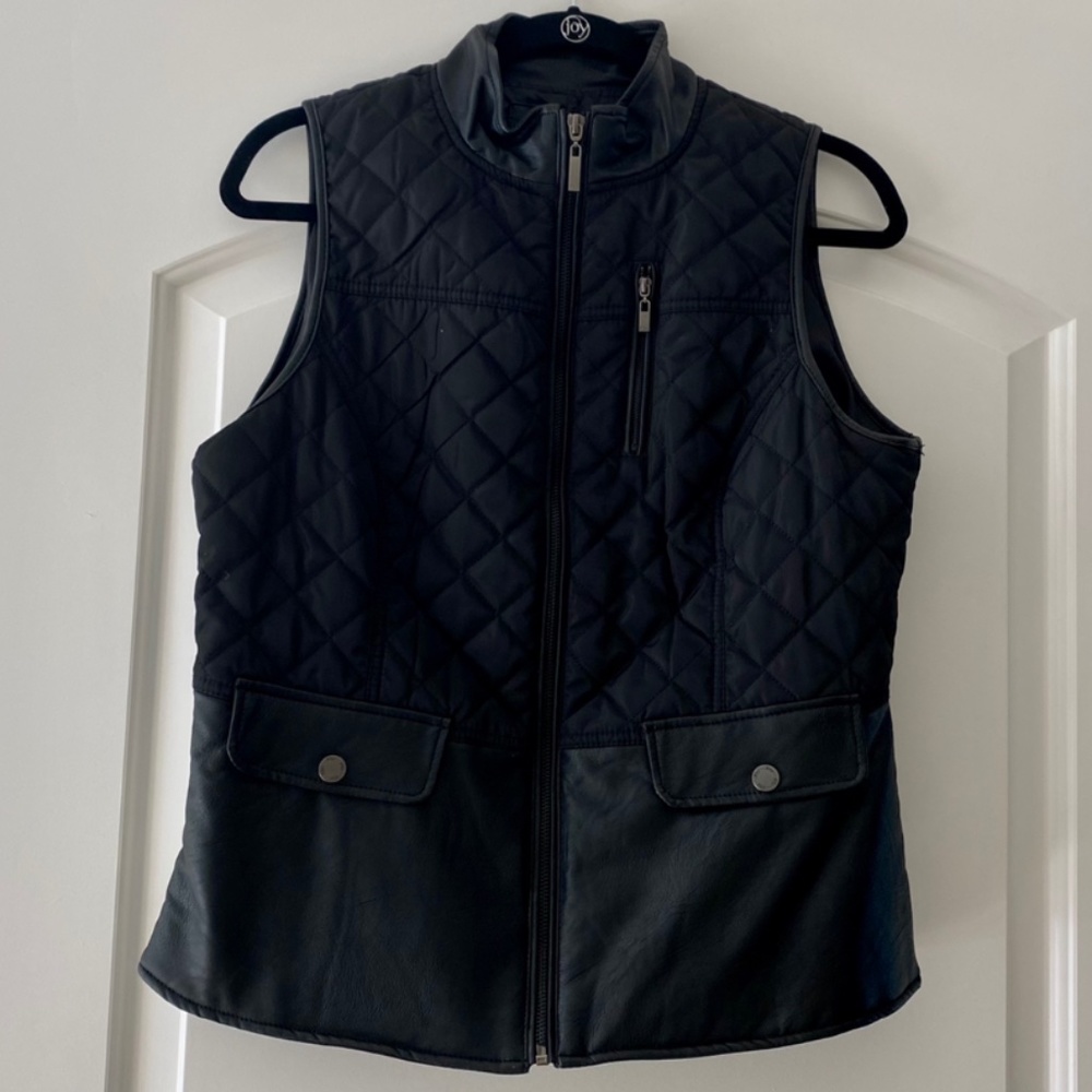 FDJ Faux Leather Quilted Vest